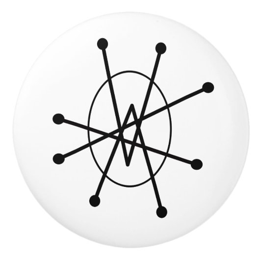Modernes Abstraktes Atomprogramm MCM MOD Sputnik Keramikknauf (Vorderseite)