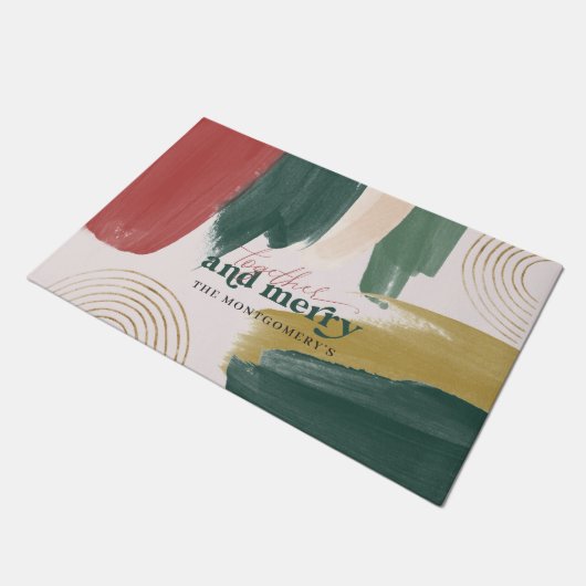 Modernes Abstraktes Bild | Monogram Christmas Fußmatte (Schrägansicht)