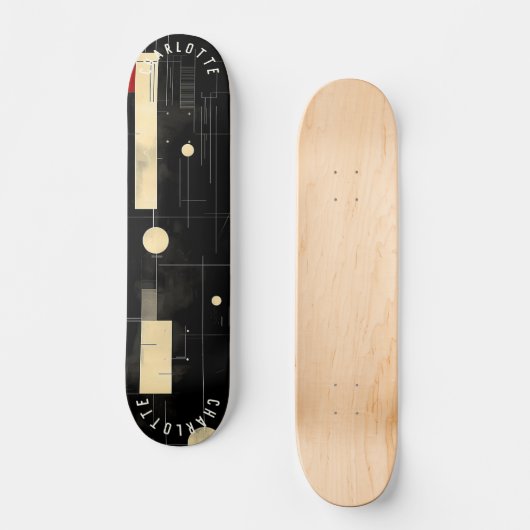 Modernes Abstraktes Black and Gold Skateboard (Vorderseite)
