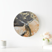 Modernes Abstraktes Black-Gold Apricot ohne Zahlen Große Wanduhr (Zuhause)