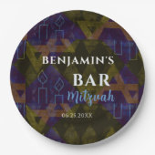 Modernes Abstraktes Blau Bar Mitzvah Bold Pappteller (Vorderseite)