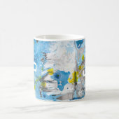 Modernes Abstraktes, blau-gelbes Weiß-Template Kaffeetasse (Mittel)