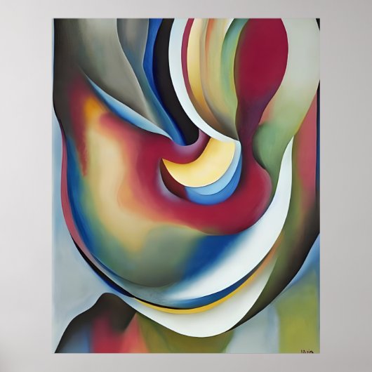 Modernes Abstraktes, blau-grün-gelbes Aquarell Poster (Vorne)