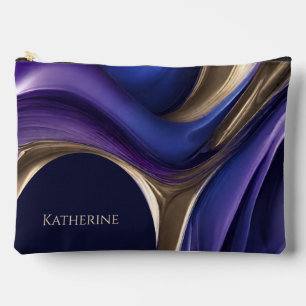 Modernes Abstraktes Blau Lila und Gold Zubehörtasche