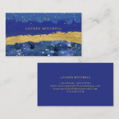 Modernes abstraktes | blau und Gold Visitenkarte (Vorne/Hinten)