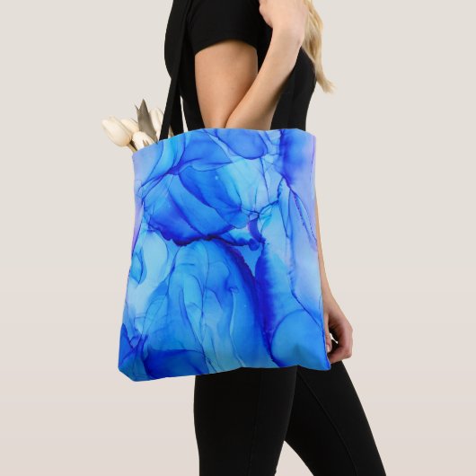 Modernes Abstraktes Blau und Lila Farbtöne Kunst,  Tasche (Von Nahem)