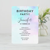 Modernes Abstraktes Blau und Lila Wasserfarbe Gebu Einladung (Stehend Vorderseite)