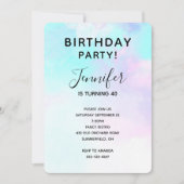 Modernes Abstraktes Blau und Lila Wasserfarbe Gebu Einladung (Vorderseite)