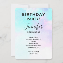 Modernes Abstraktes Blau und Lila Wasserfarbe Gebu Einladung