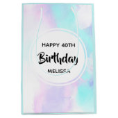 Modernes Abstraktes Blau und Lila Wasserfarbe Gebu Mittlere Geschenktüte (Vorderseite)