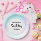 Modernes Abstraktes Blau und Lila Wasserfarbe Gebu Pappteller (Party)