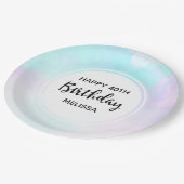 Modernes Abstraktes Blau und Lila Wasserfarbe Gebu Pappteller (Schrägansicht)