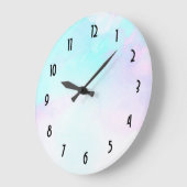 Modernes Abstraktes Blau und Lila Wasserfarbe Große Wanduhr (Winkel)