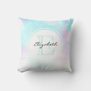 Modernes Abstraktes Blau und Lila Wasserfarbe Kissen