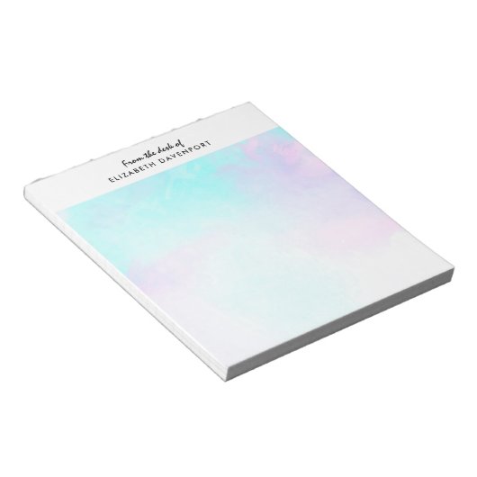 Modernes Abstraktes Blau und Lila Wasserfarbe Notizblock (angewinkelt)