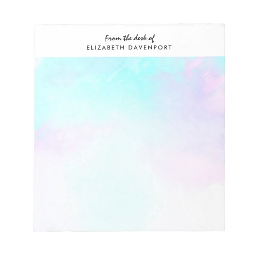 Modernes Abstraktes Blau und Lila Wasserfarbe Notizblock (Vorderseite)