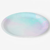 Modernes Abstraktes Blau und Lila Wasserfarbe Pappteller (Schrägansicht)