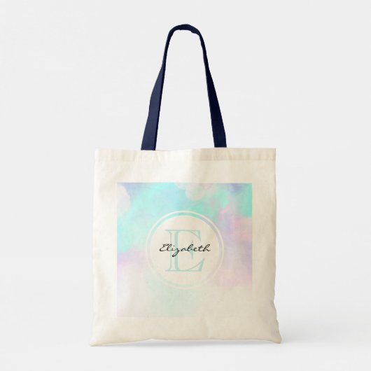 Modernes Abstraktes Blau und Lila Wasserfarbe Tragetasche (Rückseite)