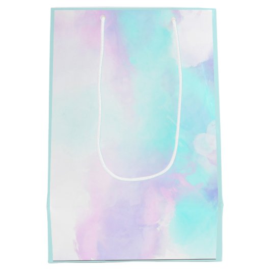 Modernes Abstraktes Blau und Lila Wasserfarbe Viel Mittlere Geschenktüte (Rückseite)
