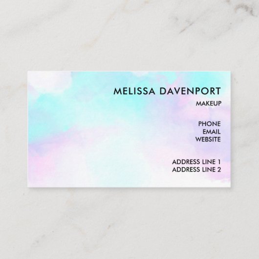 Modernes Abstraktes Blau und Lila Wasserfarbe Visitenkarte (Rückseite)