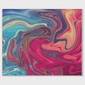 Modernes Abstraktes Blau- und Rot-Flüssig-Marmor-A Geschenkpapier (Flach)