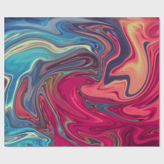 Modernes Abstraktes Blau- und Rot-Flüssig-Marmor-A Geschenkpapier (Flach)