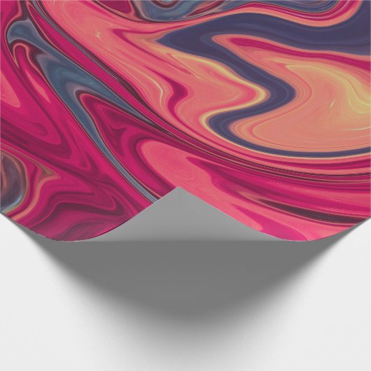 Modernes Abstraktes Blau- und Rot-Flüssig-Marmor-A Geschenkpapier (Ecke)