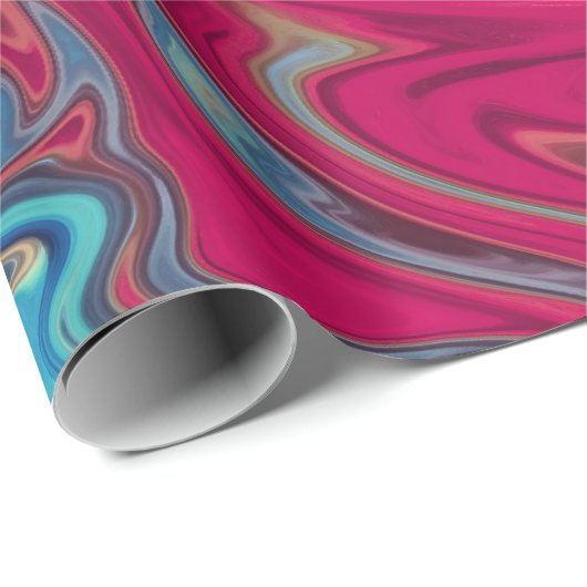 Modernes Abstraktes Blau- und Rot-Flüssig-Marmor-A Geschenkpapier (Rolleneckpunkt)