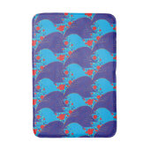 Modernes abstraktes BLAU- und Rotschleifmuster Badematte (Vorderseite Vertikal)