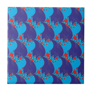 Modernes abstraktes BLAU- und Rotschleifmuster Fliese