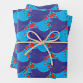Modernes abstraktes BLAU- und Rotschleifmuster Geschenkpapier Set (Beispiel)