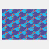 Modernes abstraktes BLAU- und Rotschleifmuster Geschenkpapier Set (Vorderseite)