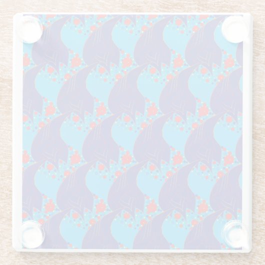 Modernes abstraktes BLAU- und Rotschleifmuster Glasuntersetzer (Rückseite)