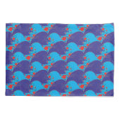 Modernes abstraktes BLAU- und Rotschleifmuster Kissenbezug (Rückseite)