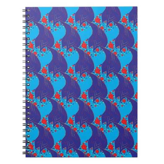 Modernes abstraktes BLAU- und Rotschleifmuster Notizblock (Vorderseite)