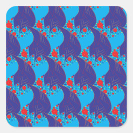 Modernes abstraktes BLAU- und Rotschleifmuster Quadratischer Aufkleber