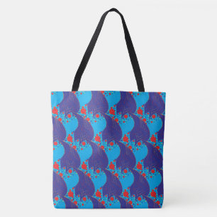 Modernes abstraktes BLAU- und Rotschleifmuster Tasche