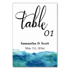 Modernes Abstraktes blaues Aqua Tischnummer