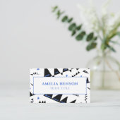 Modernes Abstraktes, blaues Dreieck-Muster Visitenkarte (Stehend Vorderseite)