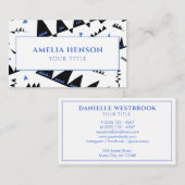 Modernes Abstraktes, blaues Dreieck-Muster Visitenkarte (Vorne/Hinten)