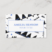 Modernes Abstraktes, blaues Dreieck-Muster Visitenkarte (Vorderseite)