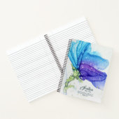 Modernes Abstraktes Blaues Lila Blumenmuster Notizblock (Innenseite)