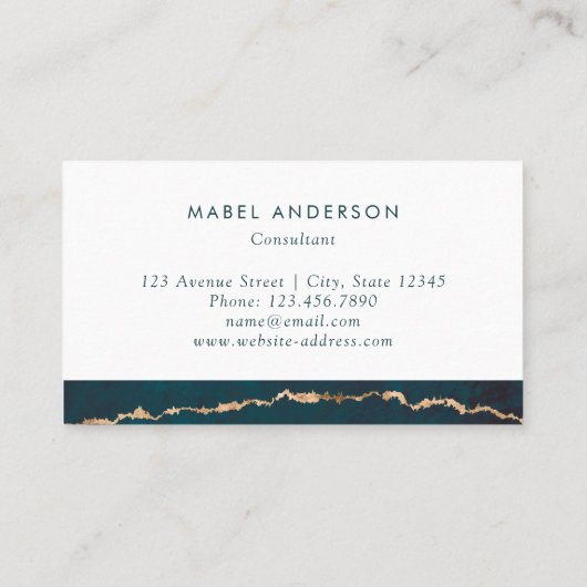 Modernes abstraktes blaues Treibstoff-Goldblatt Visitenkarte (Rückseite)