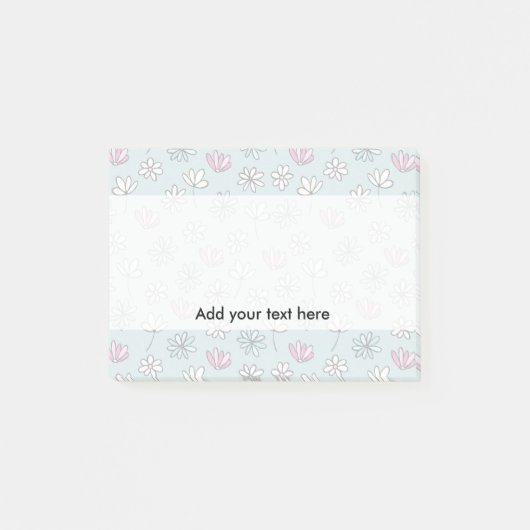 Modernes abstraktes blaues trendy Blumen des Post-it Klebezettel (Vorderseite)