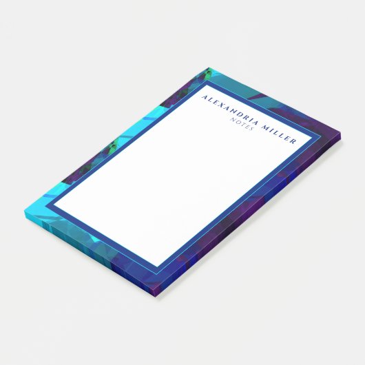 Modernes Abstraktes Blaues Türkis und Lila Post-it Klebezettel (angewinkelt)