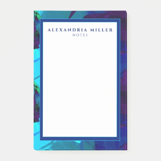 Modernes Abstraktes Blaues Türkis und Lila Post-it Klebezettel (Vorderseite)