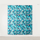 Modernes Abstraktes, blaues Wasserfarben-Dreieck-M Wandteppich (Vorderseite)