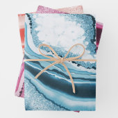 Modernes Abstraktes Blaurosa Agate Geode Gemstone Geschenkpapier Set (Beispiel)