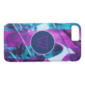 Modernes Abstraktes Blaurosa Pinselstriche Case-Mate iPhone Hülle (Rückseite (Horizontal))
