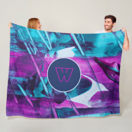 Modernes Abstraktes Blaurosa Pinselstriche Fleecedecke